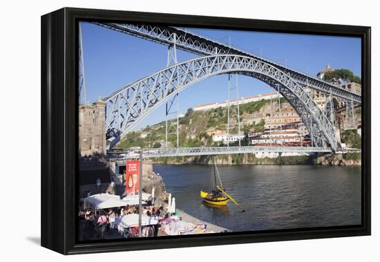 Rabelos boat on Douro River, Serra do Pilar Monastery, Ponte Dom Luis I Bridge, UNESCO World Herita-Markus Lange-Framed Premier Image Canvas