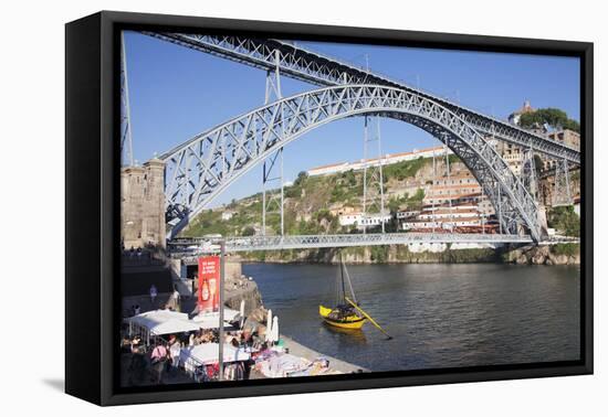 Rabelos boat on Douro River, Serra do Pilar Monastery, Ponte Dom Luis I Bridge, UNESCO World Herita-Markus Lange-Framed Premier Image Canvas