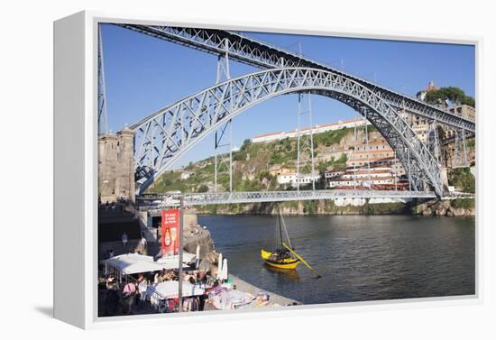 Rabelos boat on Douro River, Serra do Pilar Monastery, Ponte Dom Luis I Bridge, UNESCO World Herita-Markus Lange-Framed Premier Image Canvas
