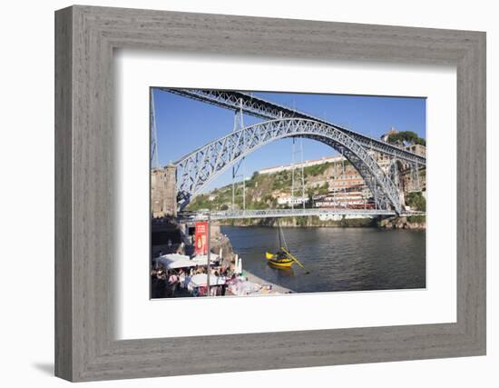 Rabelos boat on Douro River, Serra do Pilar Monastery, Ponte Dom Luis I Bridge, UNESCO World Herita-Markus Lange-Framed Photographic Print