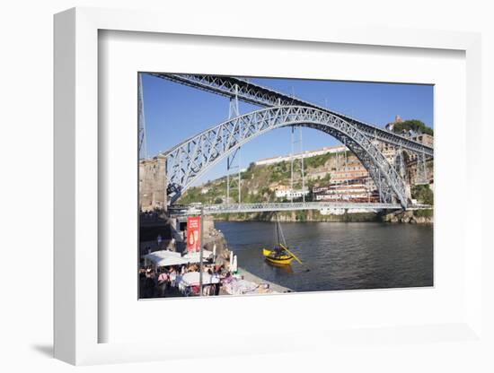 Rabelos boat on Douro River, Serra do Pilar Monastery, Ponte Dom Luis I Bridge, UNESCO World Herita-Markus Lange-Framed Photographic Print