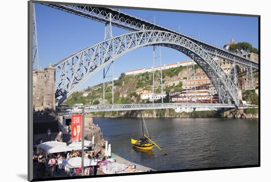 Rabelos boat on Douro River, Serra do Pilar Monastery, Ponte Dom Luis I Bridge, UNESCO World Herita-Markus Lange-Mounted Photographic Print