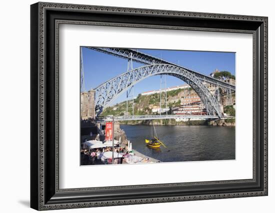 Rabelos boat on Douro River, Serra do Pilar Monastery, Ponte Dom Luis I Bridge, UNESCO World Herita-Markus Lange-Framed Photographic Print