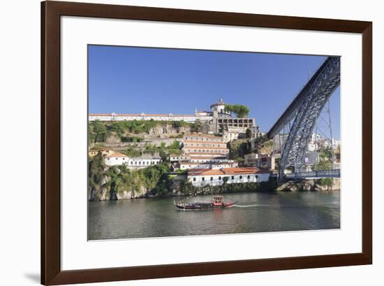 Rabelos boat on Douro River, Serra do Pilar Monstery, Ponte Dom Luis I Bridge, UNESCO World Heritag-Markus Lange-Framed Photographic Print