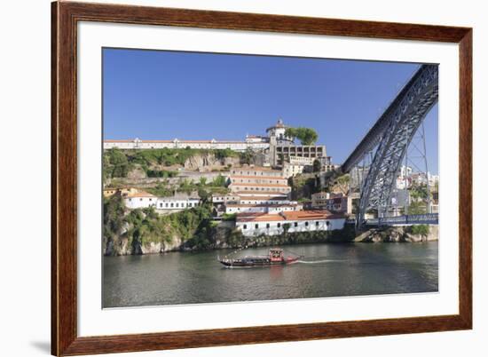 Rabelos boat on Douro River, Serra do Pilar Monstery, Ponte Dom Luis I Bridge, UNESCO World Heritag-Markus Lange-Framed Photographic Print