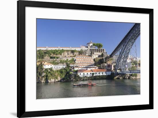 Rabelos boat on Douro River, Serra do Pilar Monstery, Ponte Dom Luis I Bridge, UNESCO World Heritag-Markus Lange-Framed Photographic Print