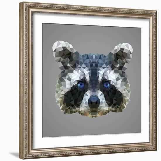 Raccoon Low Poly Portrait-kakmyc-Framed Art Print