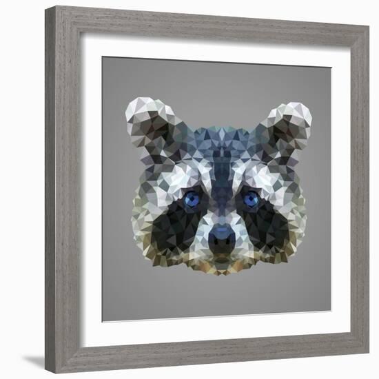 Raccoon Low Poly Portrait-kakmyc-Framed Art Print