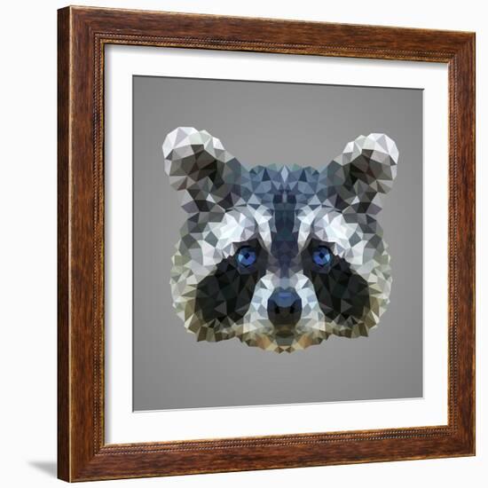 Raccoon Low Poly Portrait-kakmyc-Framed Art Print