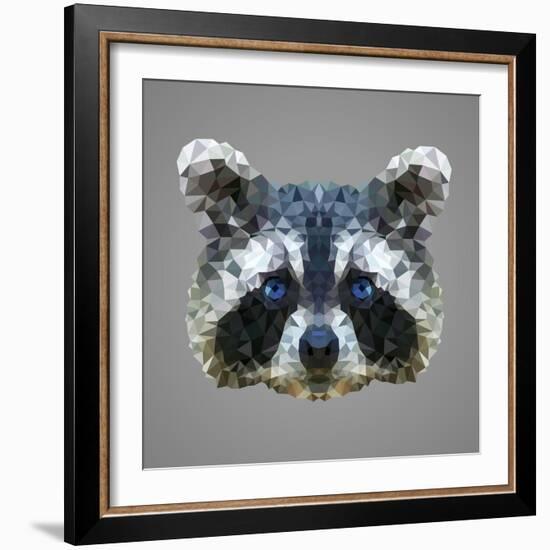 Raccoon Low Poly Portrait-kakmyc-Framed Art Print