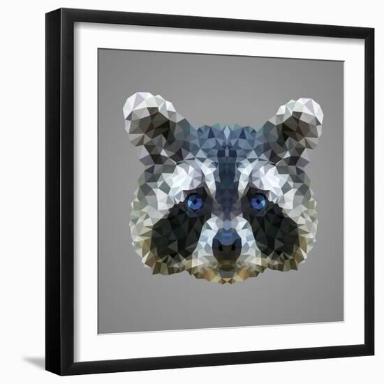 Raccoon Low Poly Portrait-kakmyc-Framed Art Print