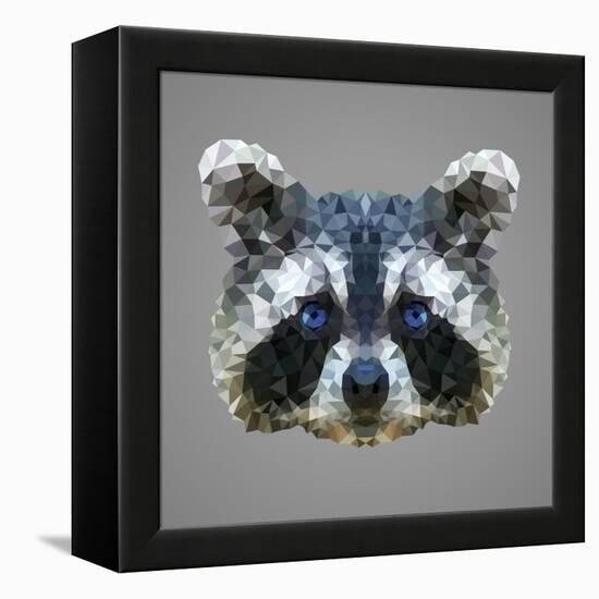 Raccoon Low Poly Portrait-kakmyc-Framed Stretched Canvas