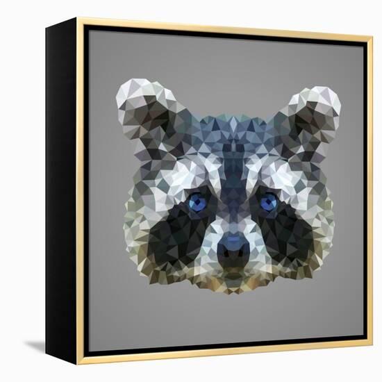 Raccoon Low Poly Portrait-kakmyc-Framed Stretched Canvas