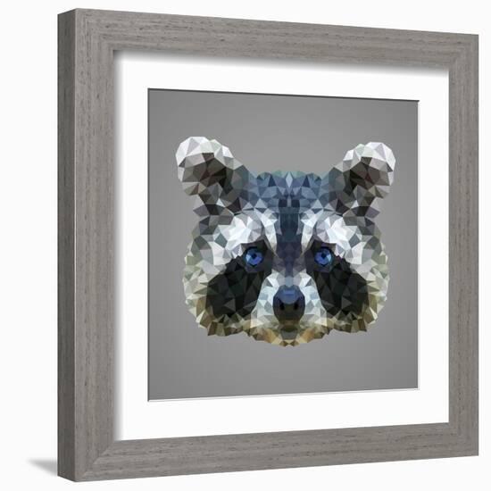 Raccoon Low Poly Portrait-kakmyc-Framed Art Print