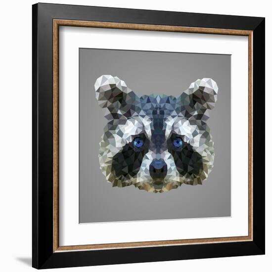 Raccoon Low Poly Portrait-kakmyc-Framed Art Print