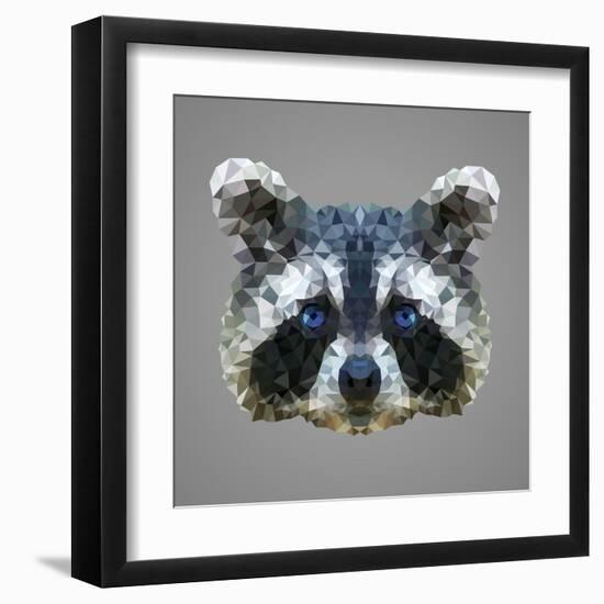 Raccoon Low Poly Portrait-kakmyc-Framed Art Print