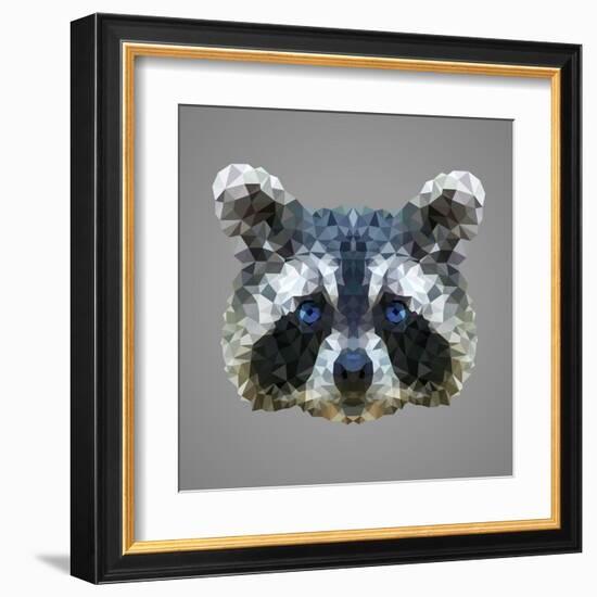 Raccoon Low Poly Portrait-kakmyc-Framed Art Print