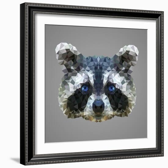 Raccoon Low Poly Portrait-kakmyc-Framed Premium Giclee Print