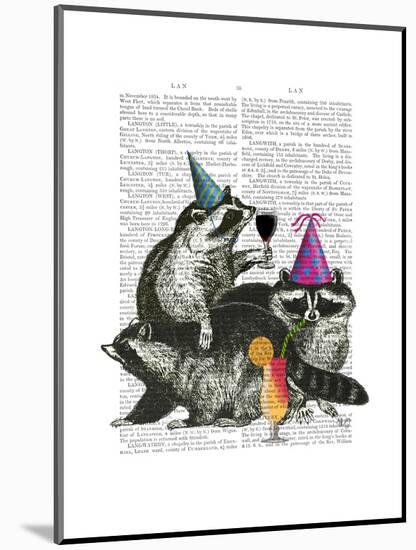 Raccoon Party-Fab Funky-Mounted Art Print