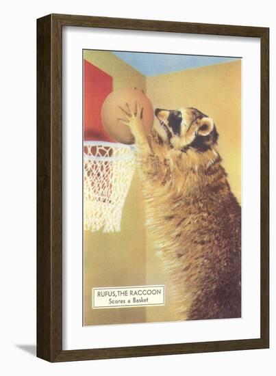 Raccoon Playing Basketball-null-Framed Art Print