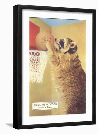 Raccoon Playing Basketball-null-Framed Art Print