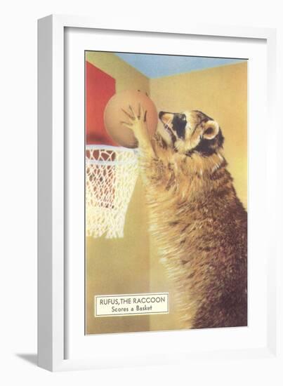 Raccoon Playing Basketball-null-Framed Art Print