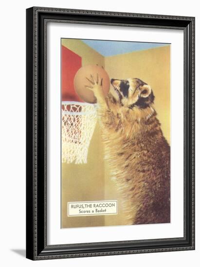 Raccoon Playing Basketball-null-Framed Art Print