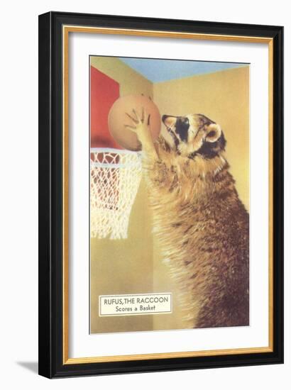 Raccoon Playing Basketball-null-Framed Art Print