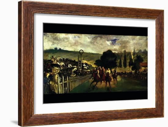 Race At Longchamp By Edouard Manet-Edouard Manet-Framed Art Print