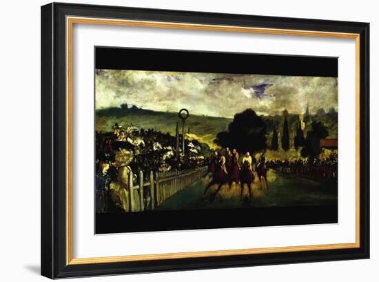 Race At Longchamp By Edouard Manet-Edouard Manet-Framed Art Print