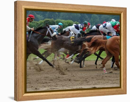 Race Horses in Action, Saratoga Springs, New York, USA-Lisa S^ Engelbrecht-Framed Premier Image Canvas