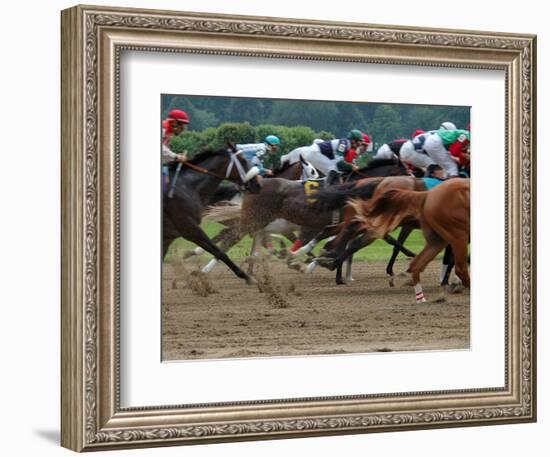 Race Horses in Action, Saratoga Springs, New York, USA-Lisa S^ Engelbrecht-Framed Photographic Print