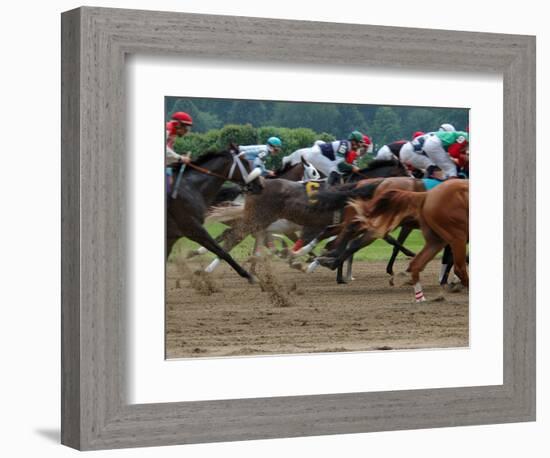 Race Horses in Action, Saratoga Springs, New York, USA-Lisa S^ Engelbrecht-Framed Photographic Print