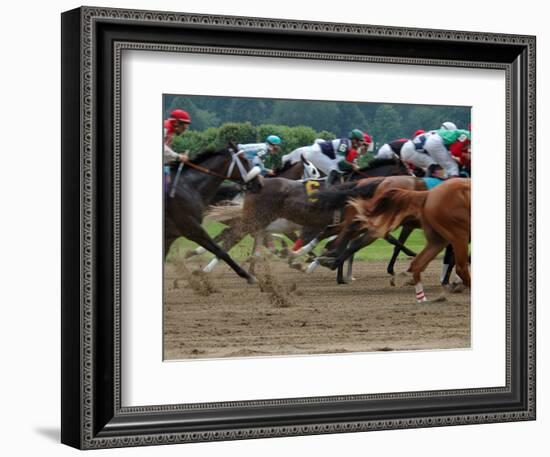 Race Horses in Action, Saratoga Springs, New York, USA-Lisa S^ Engelbrecht-Framed Photographic Print