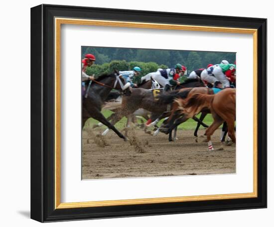 Race Horses in Action, Saratoga Springs, New York, USA-Lisa S^ Engelbrecht-Framed Photographic Print