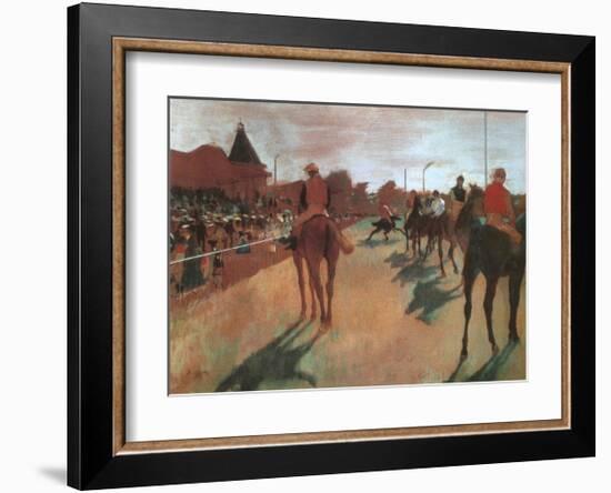 Race Horses in Front of the Grandstand-Edgar Degas-Framed Giclee Print