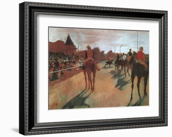 Race Horses in Front of the Grandstand-Edgar Degas-Framed Giclee Print