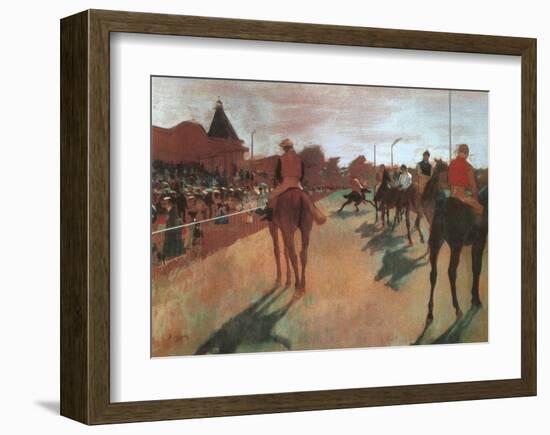 Race Horses in Front of the Grandstand-Edgar Degas-Framed Giclee Print