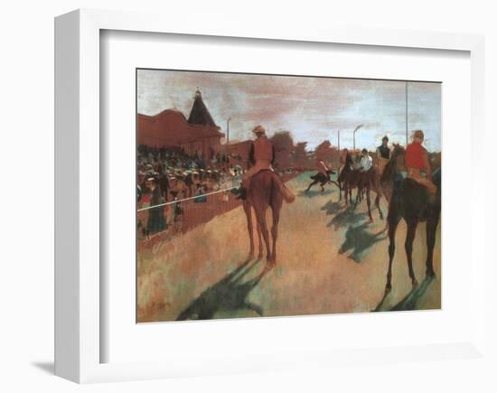 Race Horses in Front of the Grandstand-Edgar Degas-Framed Giclee Print