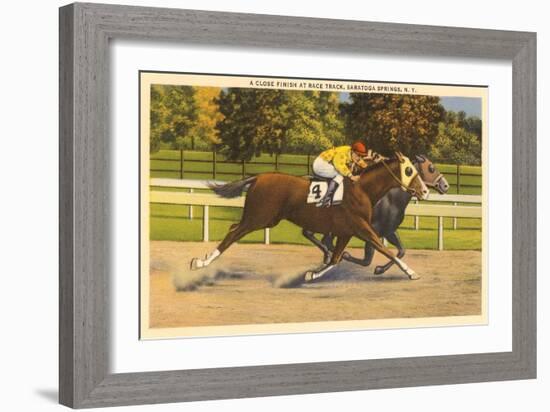 Race Horses, Saratoga Springs, New York-null-Framed Art Print