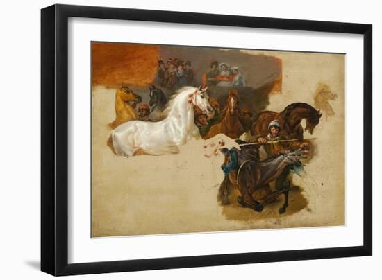 Race of the Riderless Horses, C.1820 (Oil on Canvas)-Emile Jean Horace Vernet-Framed Giclee Print