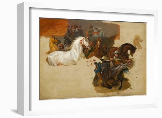 Race of the Riderless Horses, C.1820 (Oil on Canvas)-Emile Jean Horace Vernet-Framed Giclee Print