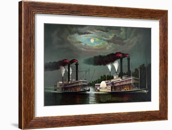 Race of the Steamers Robert. E. Lee and Natchez on the Mississippi-Donaldson-Framed Art Print