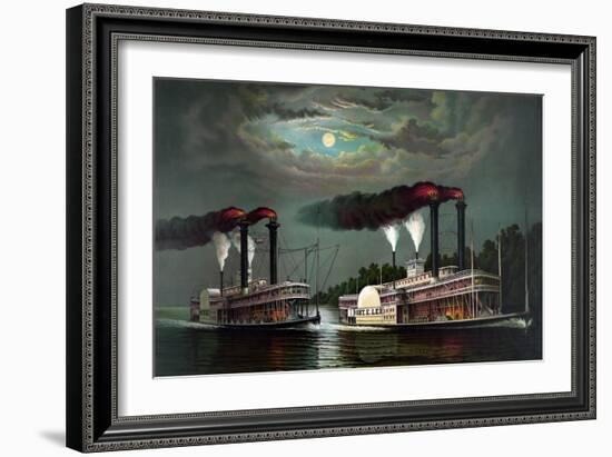 Race of the Steamers Robert. E. Lee and Natchez on the Mississippi-Donaldson-Framed Art Print