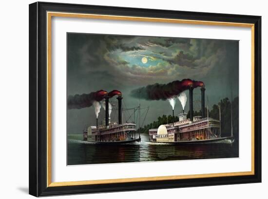 Race of the Steamers Robert. E. Lee and Natchez on the Mississippi-Donaldson-Framed Art Print