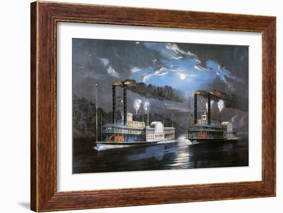 Race on Mississippi, 1860-Currier & Ives-Framed Giclee Print