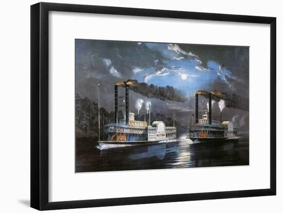 Race on Mississippi, 1860-Currier & Ives-Framed Giclee Print