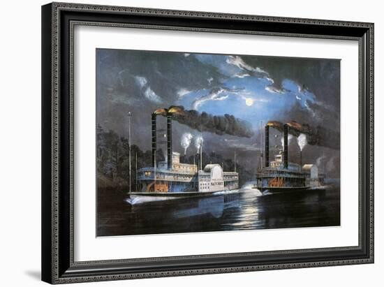 Race on Mississippi, 1860-Currier & Ives-Framed Giclee Print