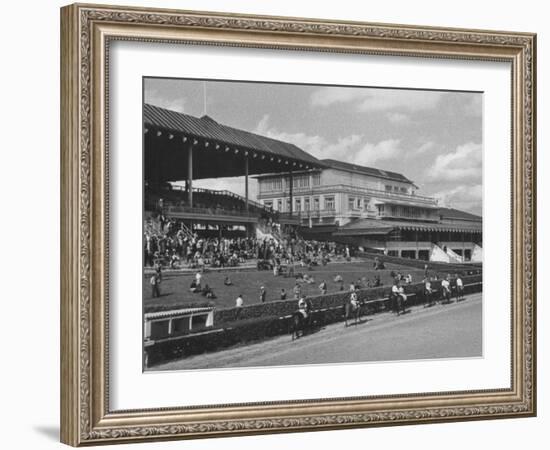 Race Track and Stands with Clubhouse with Casino at Right-Francis Miller-Framed Photographic Print