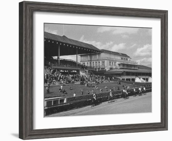 Race Track and Stands with Clubhouse with Casino at Right-Francis Miller-Framed Photographic Print